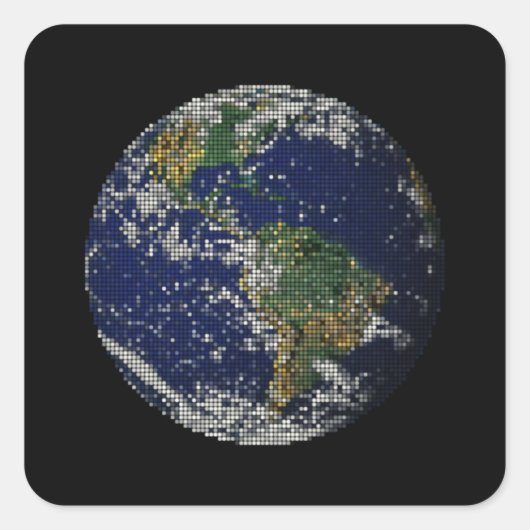 wereldbol in stippen vierkante sticker (Voorkant)