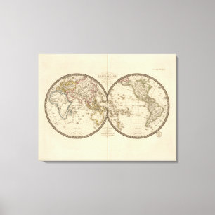 Wereldbol in twee halve bolletjes canvas afdruk