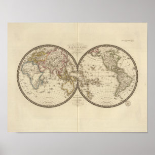 Wereldbol in twee halve bolletjes poster