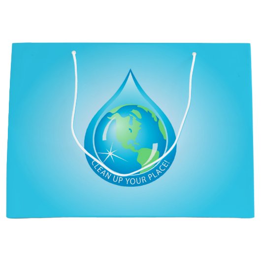 Wereldbol in Waterdruppel Groot Cadeauzakje (Voorkant)