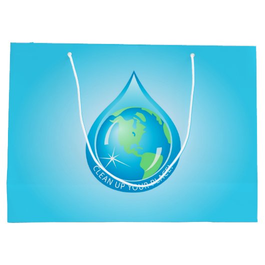 Wereldbol in Waterdruppel Groot Cadeauzakje (Achterkant)