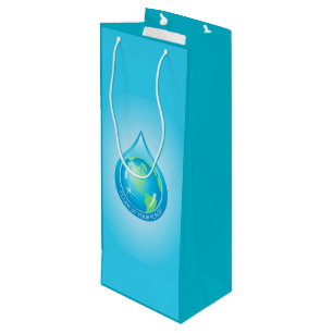 Wereldbol in Waterdruppel Wijn Cadeautas
