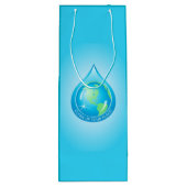 Wereldbol in Waterdruppel Wijn Cadeautas (Achterkant)