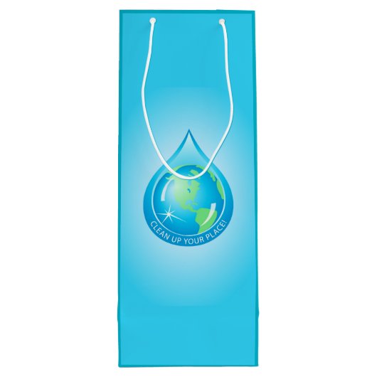 Wereldbol in Waterdruppel Wijn Cadeautas (Achterkant)