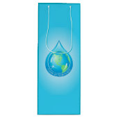 Wereldbol in Waterdruppel Wijn Cadeautas (Voorkant)