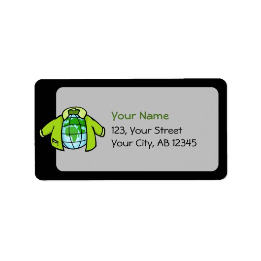 Wereldbol Jacket Etiket (Voorkant)