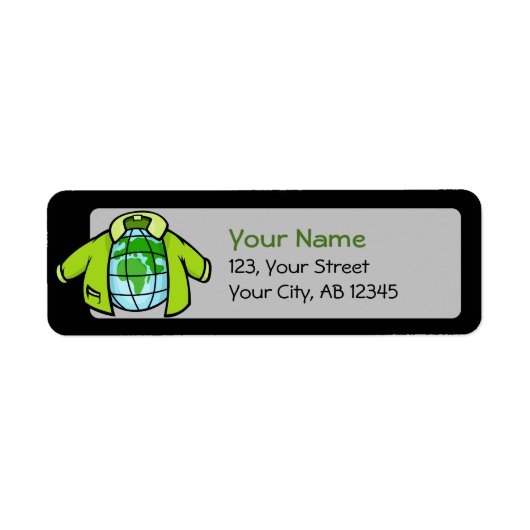 Wereldbol Jacket Etiket (Voorkant)