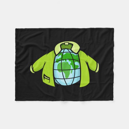 Wereldbol Jacket Fleece Deken (Voorkant (Horizontaal))