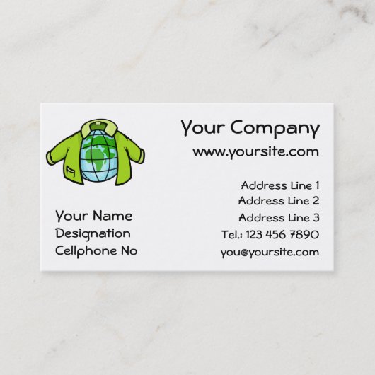 Wereldbol Jacket Visitekaartje (Voorkant)