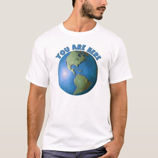 Wereldbol. Je bent hier t-shirt (Voorkant)