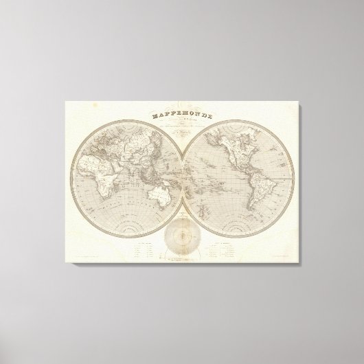 Wereldbol kaart canvas afdruk (Voorkant)