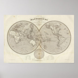 Wereldbol kaart poster