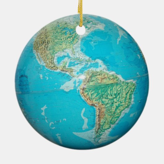 Wereldbol Keramisch Ornament (Achterkant)