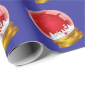 Wereldbol kerstsneeuw cadeaupapier (Rol Hoek)