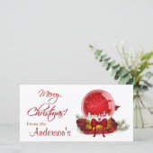 Wereldbol kerstsneeuw feestdagenkaart (Staand voorkant)