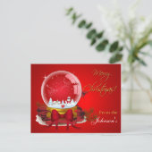 Wereldbol kerstsneeuw feestdagenkaart (Staand voorkant)