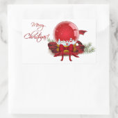 Wereldbol kerstsneeuw rechthoekige sticker (Tas)
