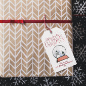 Wereldbol kerstsneeuw {RED} Cadeaulabel