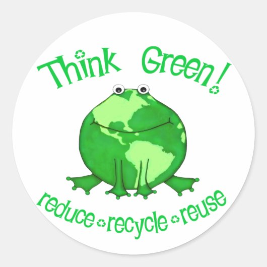 Wereldbol Kikker Milieu Recyclen Sticker (Voorkant)