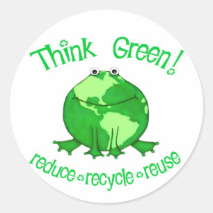 Wereldbol Kikker Milieu Recyclen Sticker