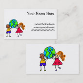 Wereldbol Kinderen Visitekaartje (Voorkant / Achterkant)