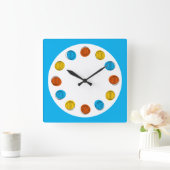 Wereldbol klok blauw vierkant (Huis)