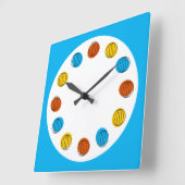 Wereldbol klok blauw vierkant (Hoek)