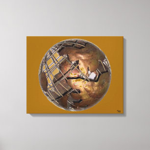 Wereldbol koper (4 kwart) canvas afdruk