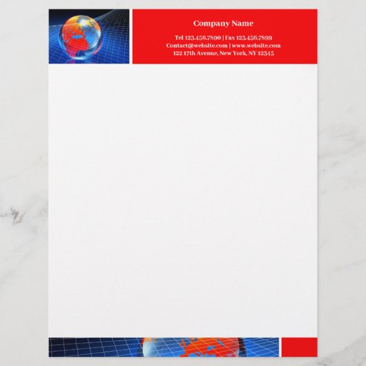 Wereldbol Letterhead Persoonlijk Briefhoofd (Voorkant)