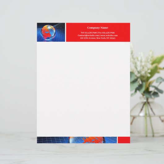 Wereldbol Letterhead Persoonlijk Briefhoofd (Staand voorkant)