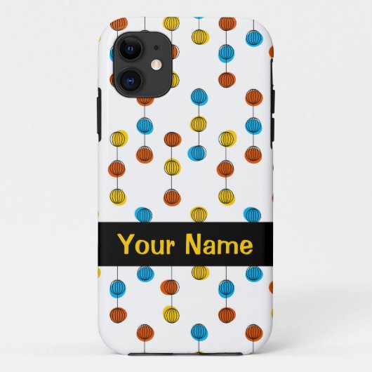 Wereldbol Lijnen 'Naam' iPhone case (Achterkant)