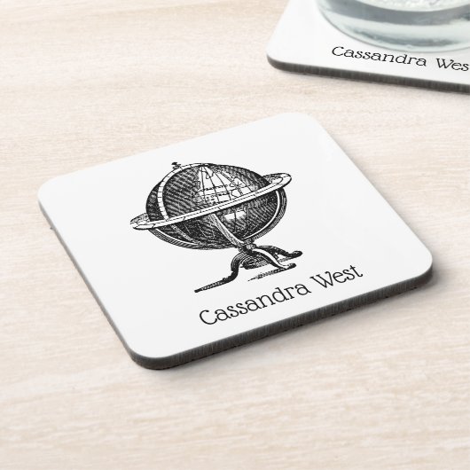 Wereldbol-lithograaftekening van de Wereld Bier Onderzetter (Linkerzijde)