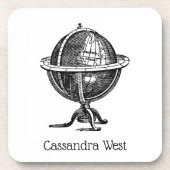 Wereldbol-lithograaftekening van de Wereld Bier Onderzetter (Voorkant)