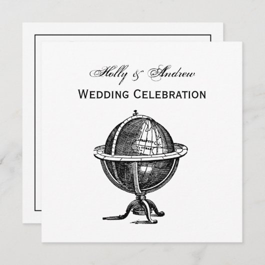  Wereldbol-lithograaftekening van de Wereld Kaart (Voorkant / Achterkant)