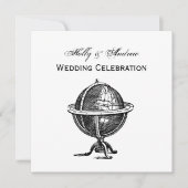  Wereldbol-lithograaftekening van de Wereld Kaart (Voorkant)