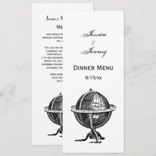 Wereldbol-lithograaftekening van de Wereld Kaart