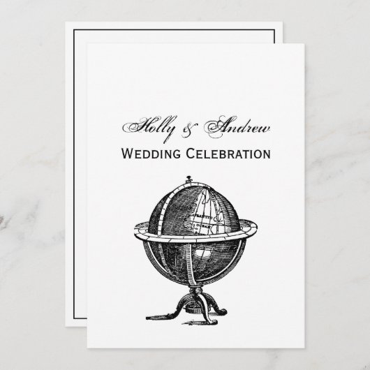  Wereldbol-lithograaftekening van de Wereld Kaart (Voorkant / Achterkant)