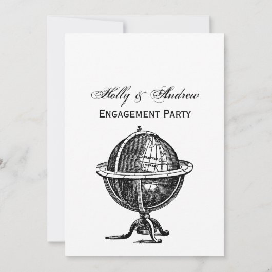  Wereldbol-lithograaftekening van de Wereld Kaart (Voorkant)