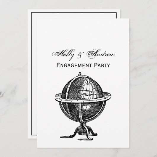 Wereldbol-lithograaftekening van de Wereld Kaart (Voorkant / Achterkant)