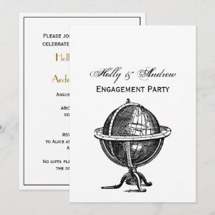 Wereldbol-lithograaftekening van de Wereld Kaart