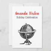  Wereldbol-lithograaftekening van de Wereld Kaart (Voorkant)