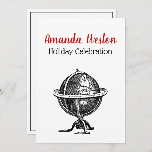  Wereldbol-lithograaftekening van de Wereld Kaart (Voorkant / Achterkant)