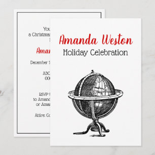 Wereldbol-lithograaftekening van de Wereld Kaart