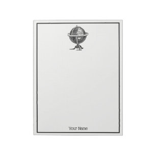 Wereldbol-lithograaftekening van de Wereld Notitieblok