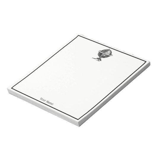 Wereldbol-lithograaftekening van de Wereld Notitieblok (Linkerzijde)