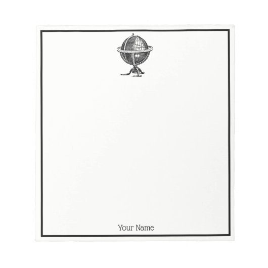  Wereldbol-lithograaftekening van de Wereld Notitieblok (Voorkant)