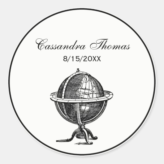  Wereldbol-lithograaftekening van de Wereld Ronde Sticker (Voorkant)