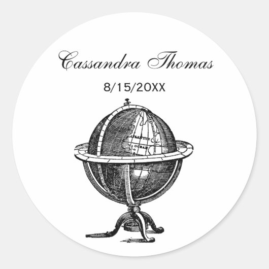  Wereldbol-lithograaftekening van de Wereld Ronde Sticker (Voorkant)