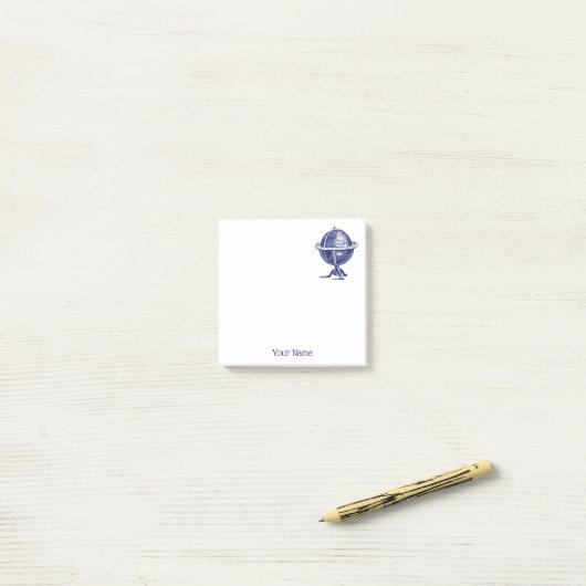  Wereldbol-lithograaftekenmarine Post-it® Notes (Op bureau)