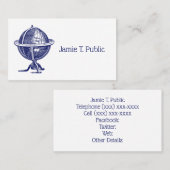  Wereldbol-lithograaftekenmarine Visitekaartje (Voorkant / Achterkant)